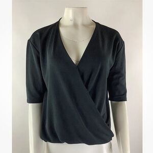 Madison & Berkeley Sz S Draped Front Blouse Black Modal Polyester Pullon